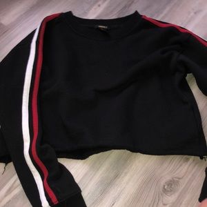 Black with striped sleeves crop top